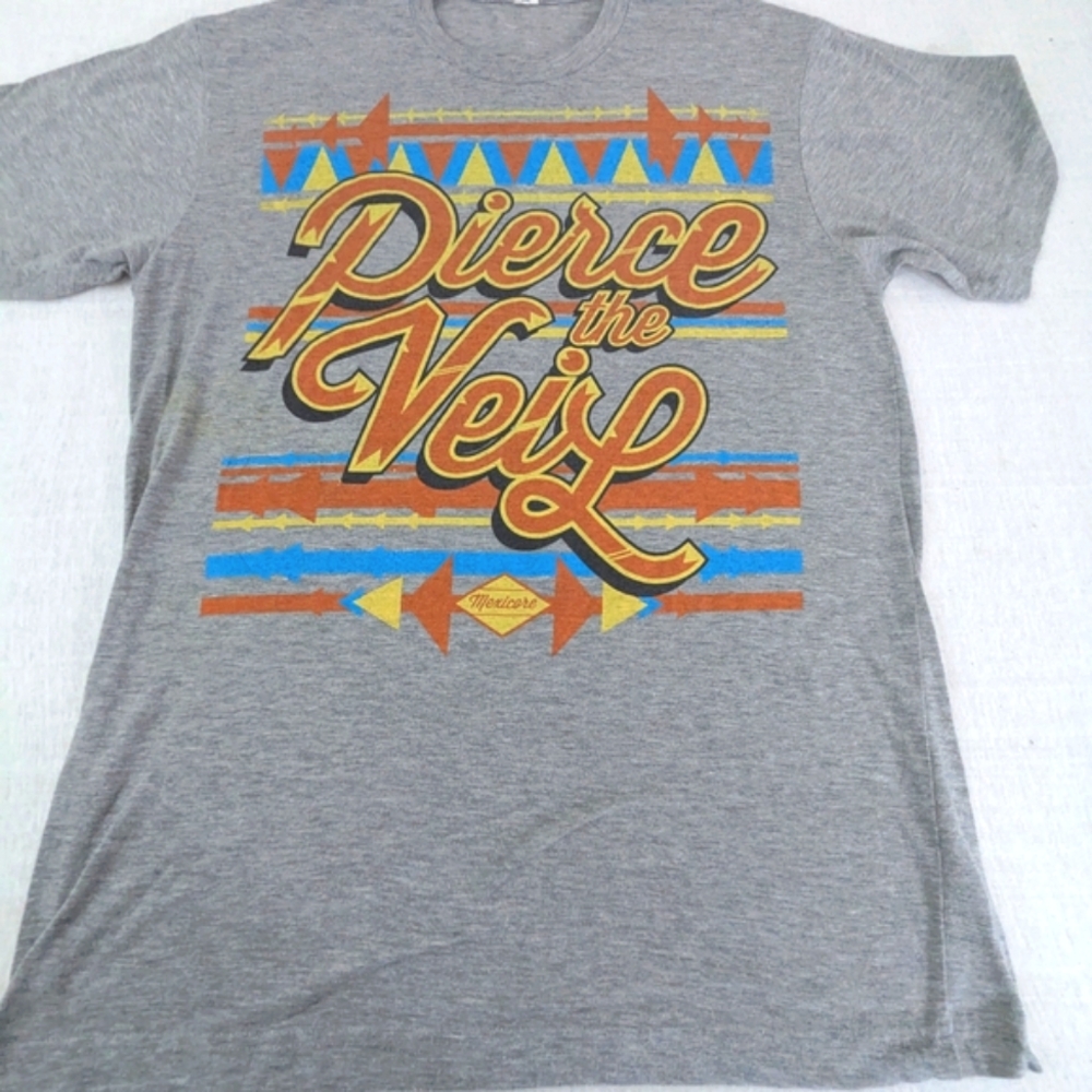 Pierce the Veil Mexicore Band Tee -Grey With Southwest Style Graphics Medium
